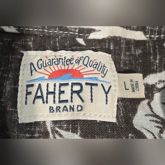 Faherty Mens S/S Reversible Print Coast Shirt Size Large - Picture 2 of 6